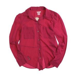 Fourty's Womens Solid Button Up Shirt, Pink, NWT
